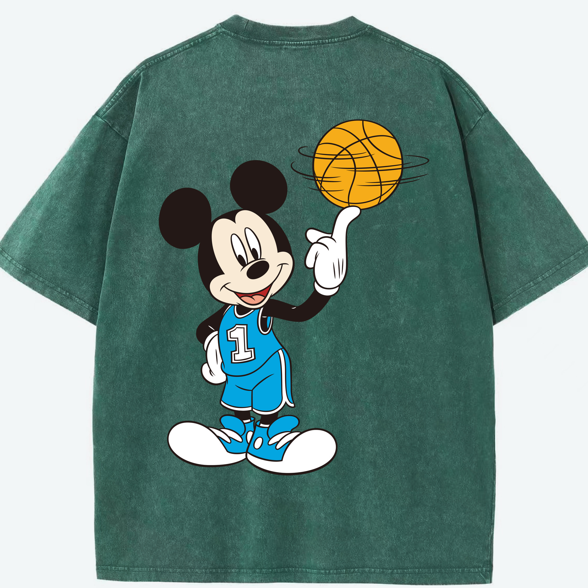 （画像用） ミッキーマウス Mickey Mouse 綿100% ヴィンテージ風 半袖Tシャツ（背面プリント）
